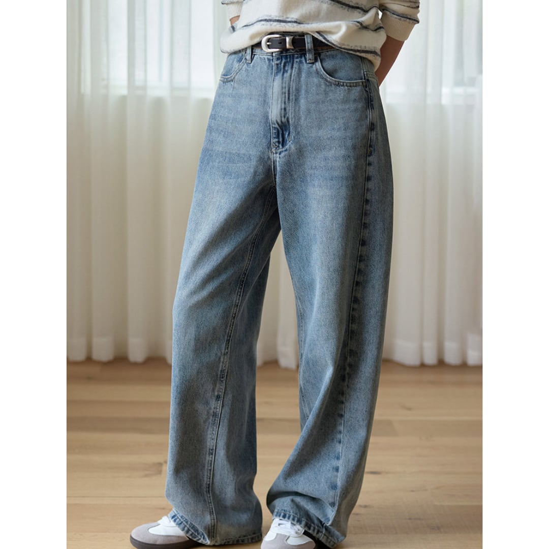 high waist wide denim pants