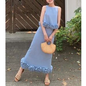 blue striped dress and jacket set＜ts3121＞