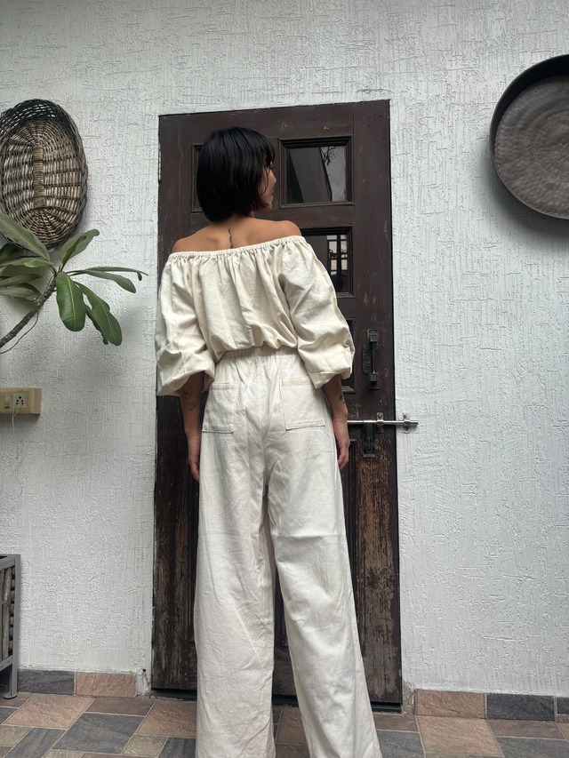 Organic Handloom Cotton Off-Shoulder Top