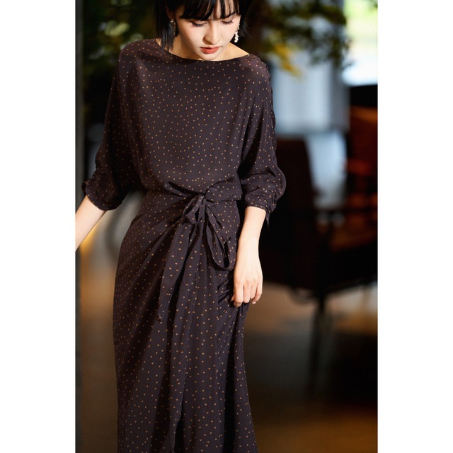 【ワンピース】 ワンピース レディース 秋 おしゃれ きれいめ 可愛い 春 秋 冬 20代 30代 40代 50代 大人 可愛い 卒業式 入学式 卒園式 入園式 謝恩会 婚活 顔合わせ 七五三 カジュアル ドット ブラウン 茶色 S M L XL