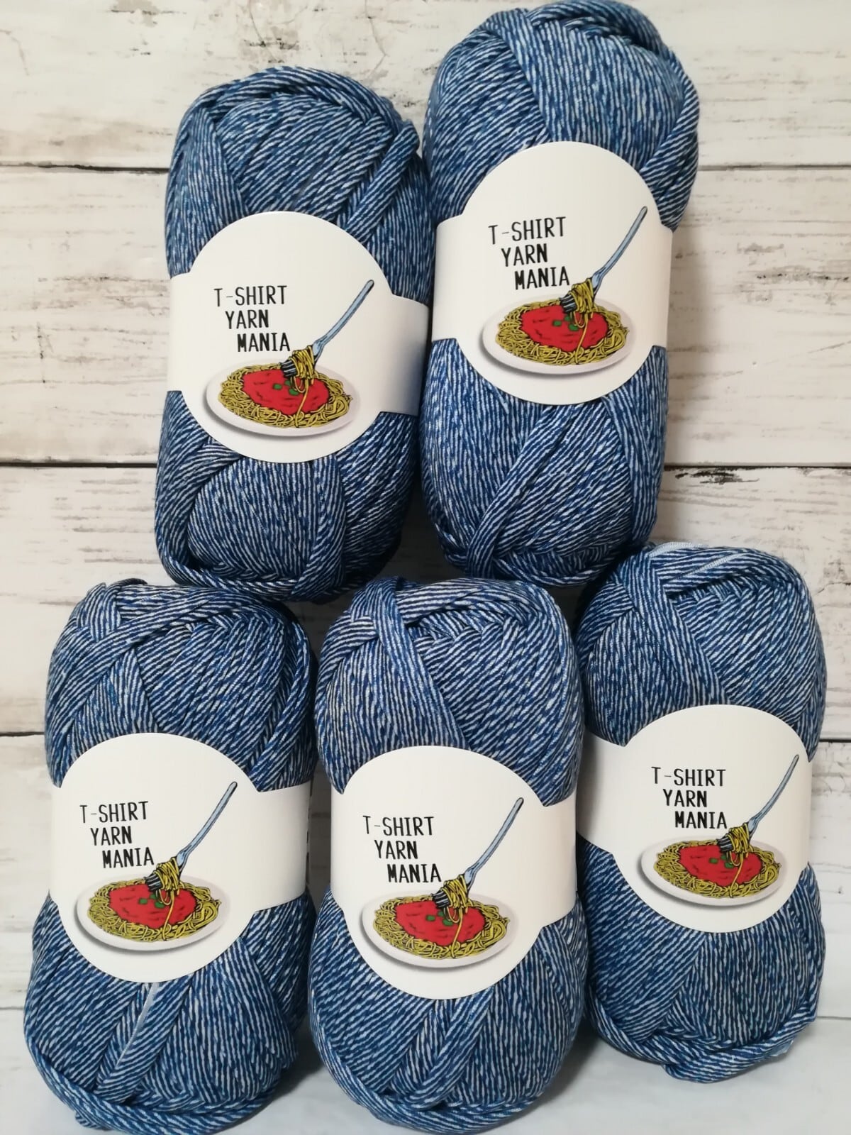 デニム風 細縞模様 ネイビー 紺色 1玉30m Tシャツヤーン | T-SHIRT