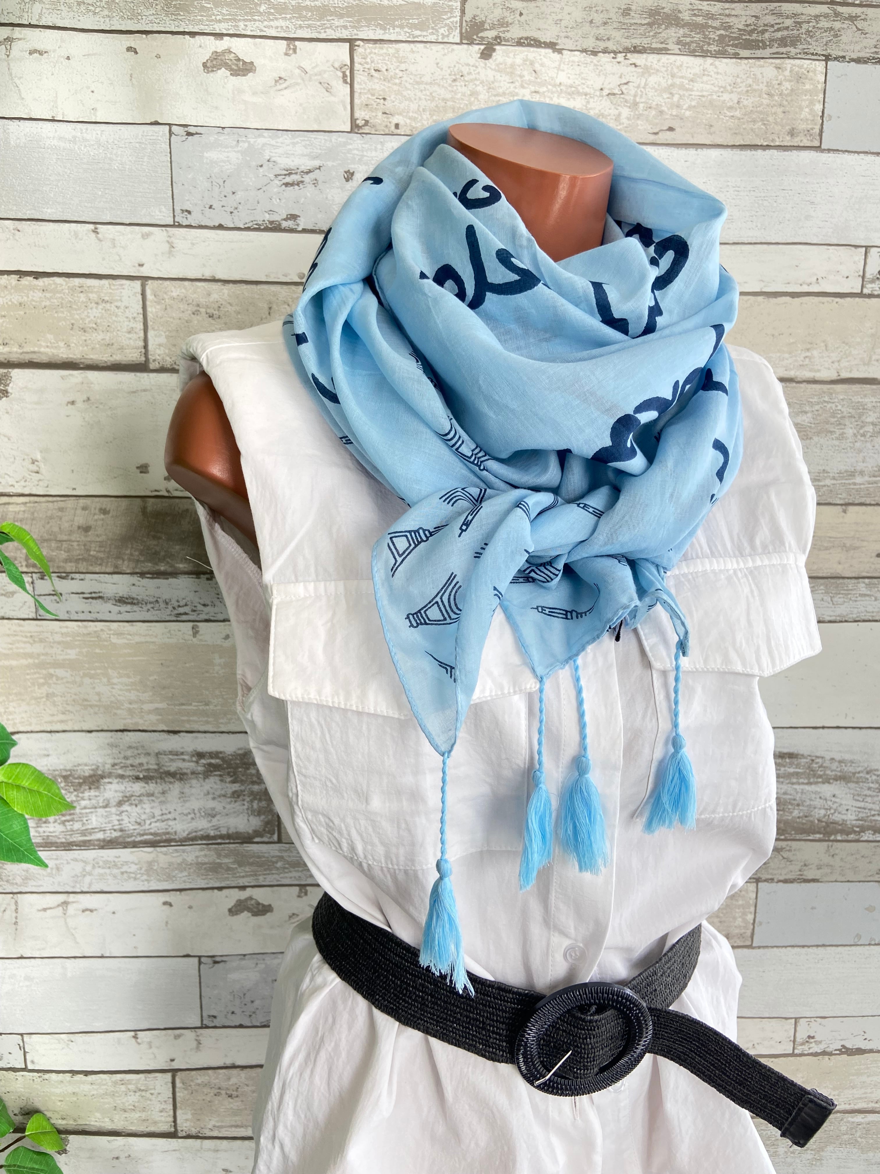 COTTON 100% コットン エッフェル塔 インポート大判ストール