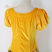 フラダンス 衣装 ワンピース ドレス イエロー系 ハワイアンプリント アロハ 花柄 植物柄 ベロア ボタニカル フラ ダンス レッスン 練習 半袖 華やか 鮮やか かわいい おしゃれ 上品 高級感 光沢感 フレア ブラウン系 オレンジ系 黄 茶 橙 フラダンス衣装 高級 ハワイアン おしゃれなデザイン 軽やか 華やかさ