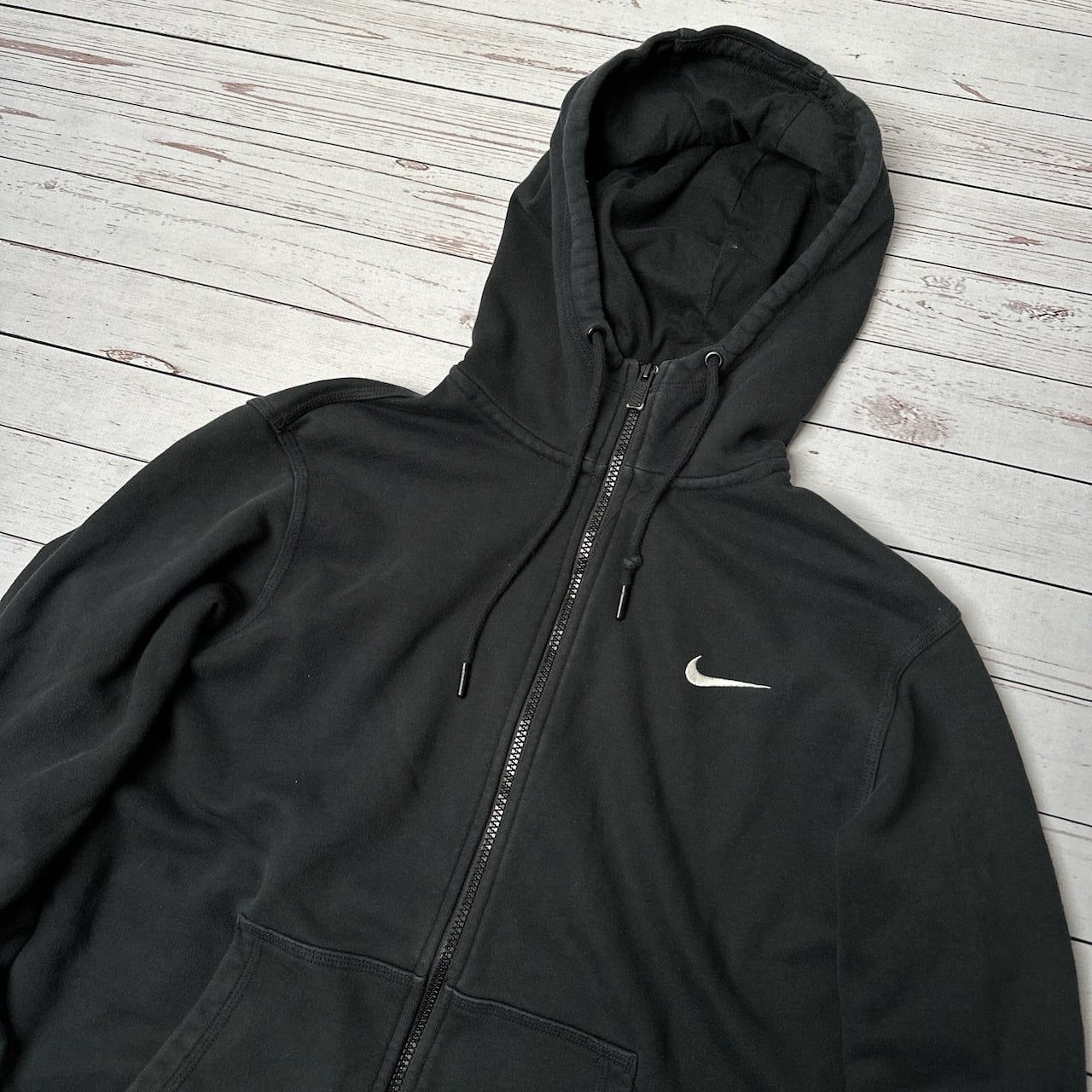 00s NIKEフルジップパーカー刺繍ロゴブラックフェードフーディY2Kグランジ 00s NIKEフルジップパーカー刺繍ロゴネイビーフェードフーディ