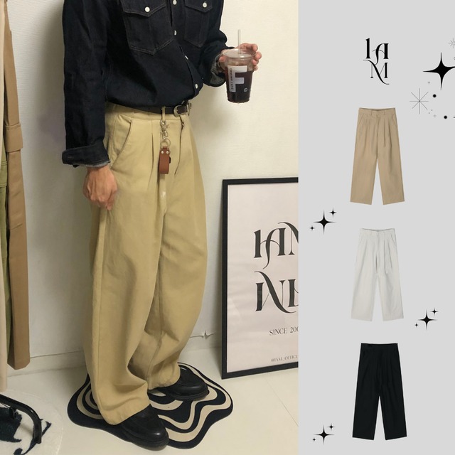 Double Twist Tuck Premium Cotton Pants（3color）
