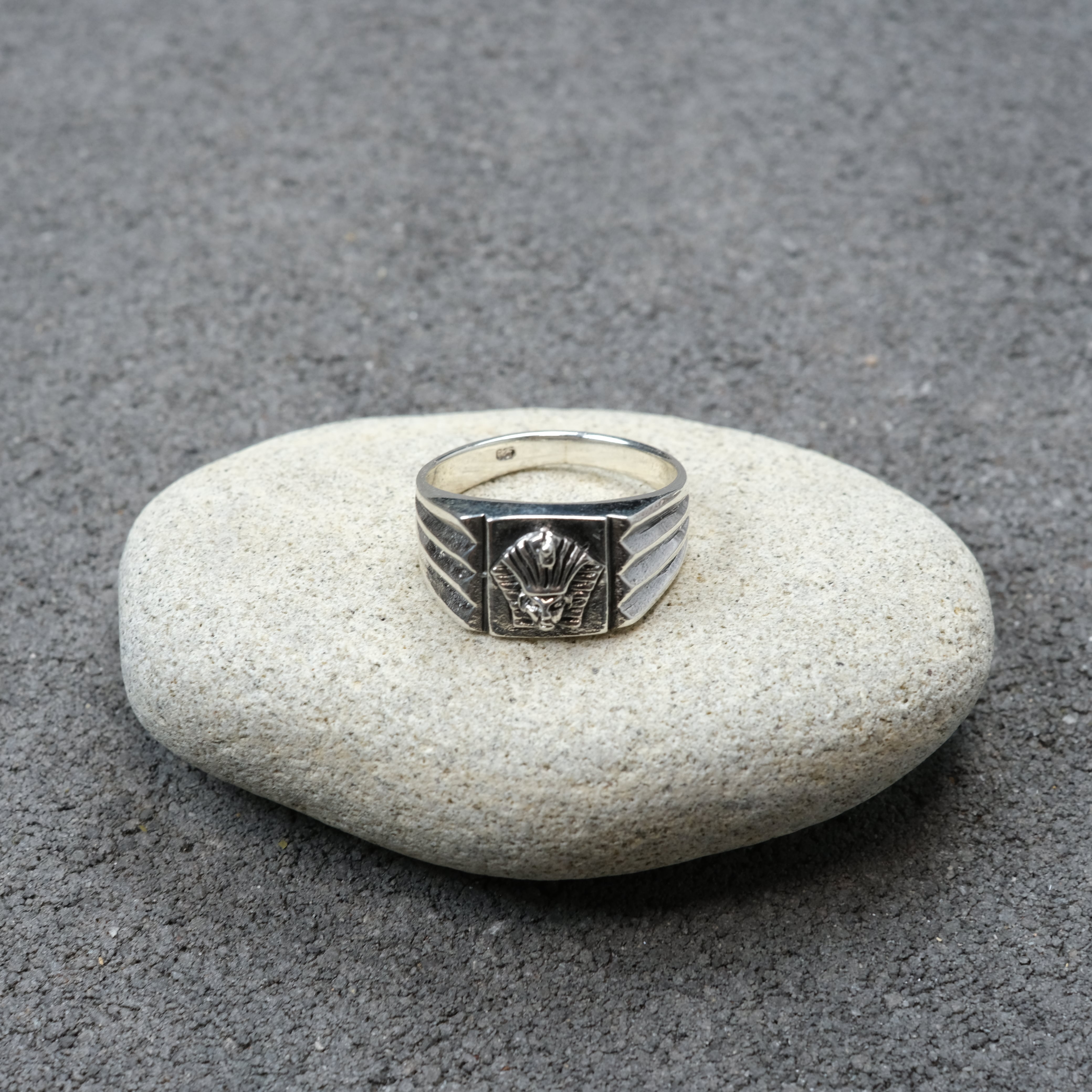 シルバー925 Silver ツタンカーメン印台リング/軽研磨仕上げ