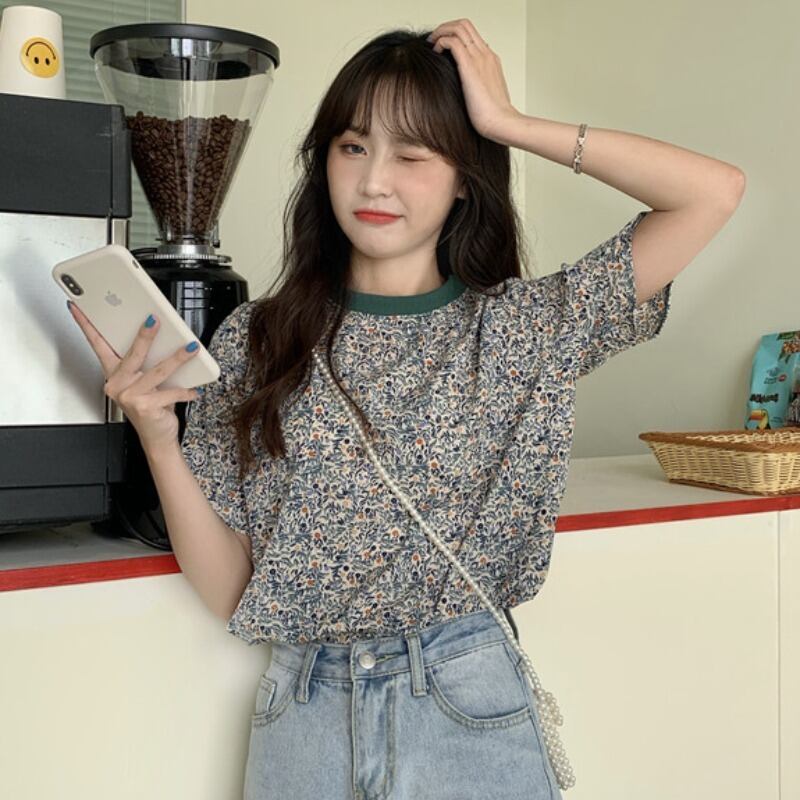 2020年秋新しいレトロフローラルルーズでシンシックなオールマッチのファッショナブルなシフォントップレディーストレンド YY-ファッション11103033632