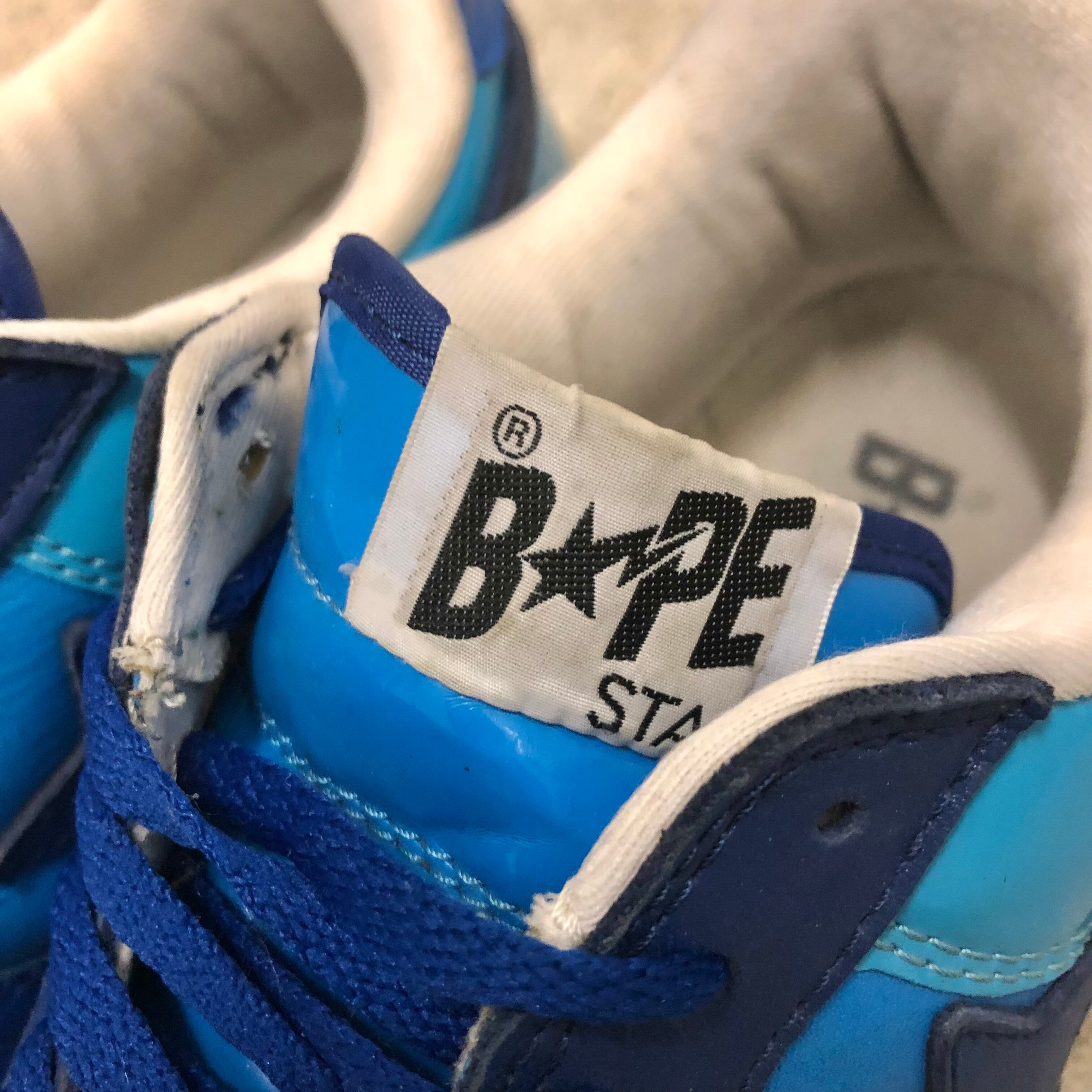 A BATHING APE/BAPESTA/26.5cm/ベイプスタ/ブルー/エナメル/レザー