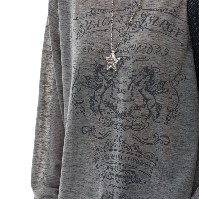 emblem sheer long tee　エンブレムシアーロンティー　J1902