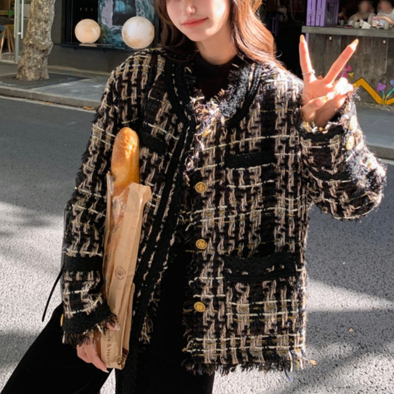 大人ツイード ウーブン ジャケット