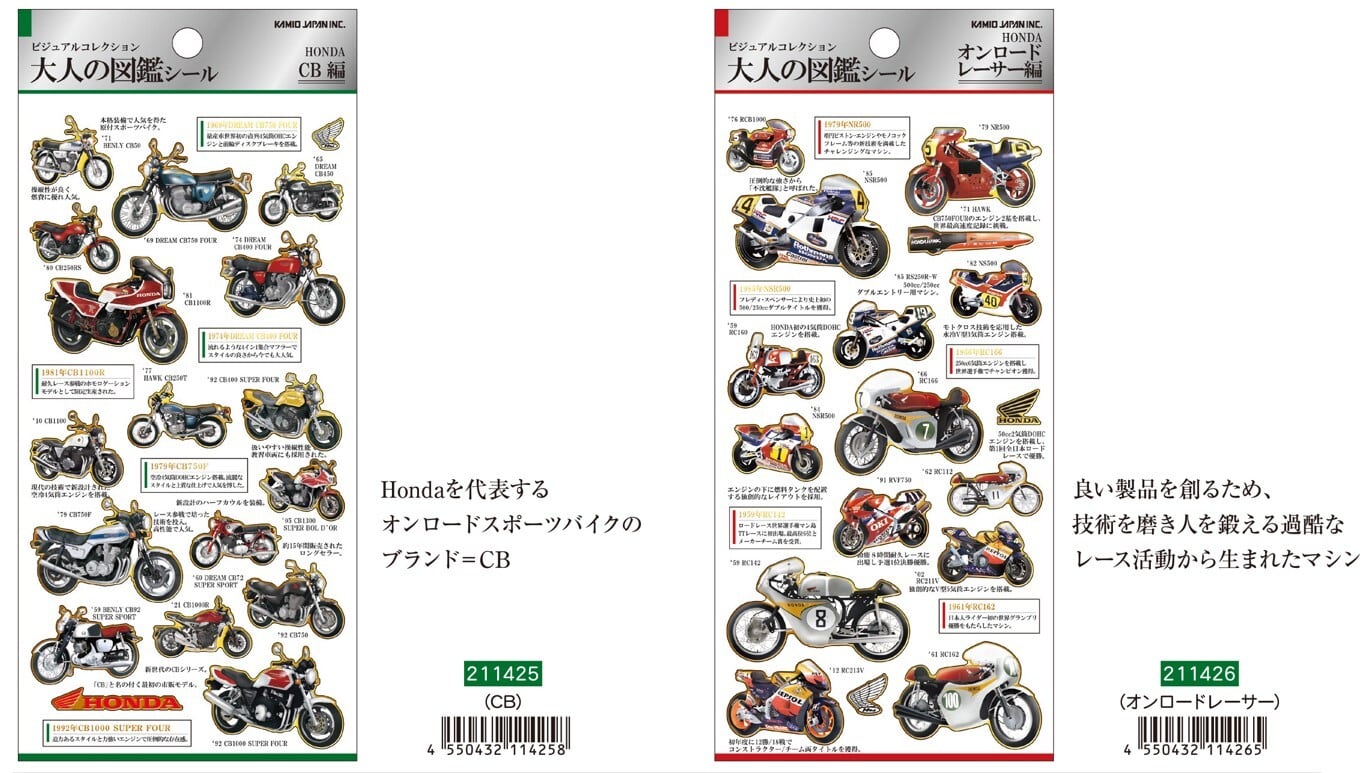 シールステッカー HONDA 大人の図鑑シール 全4柄セット ステッカー