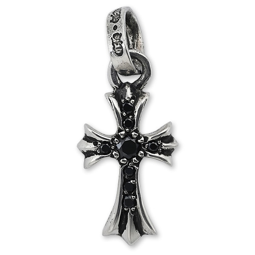 【CHROME HEARTS　クロムハーツ　Charm　チャーム】CHクロスベイビーFATチャームw/パヴェブラックダイヤモンド【送料無料】