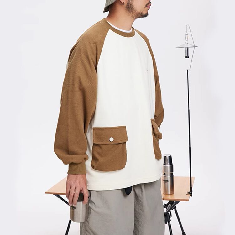 ★CONTRAST COLOR STITCH PULLOVER TOP　　　A0699