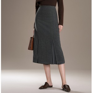 サイドプリーツ 切替 ミディタイトスカート　G1215