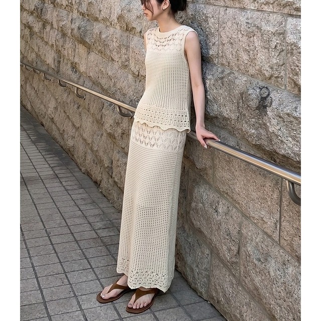 Sheer Knit トップス & スカート セットアップ [26010478]