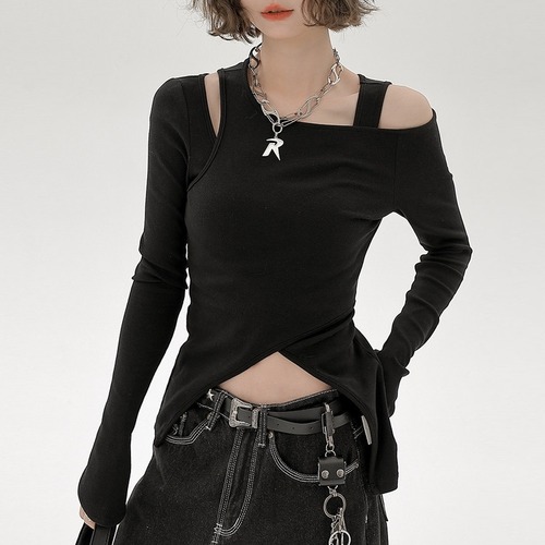 asymmetry cut design tops / l0373