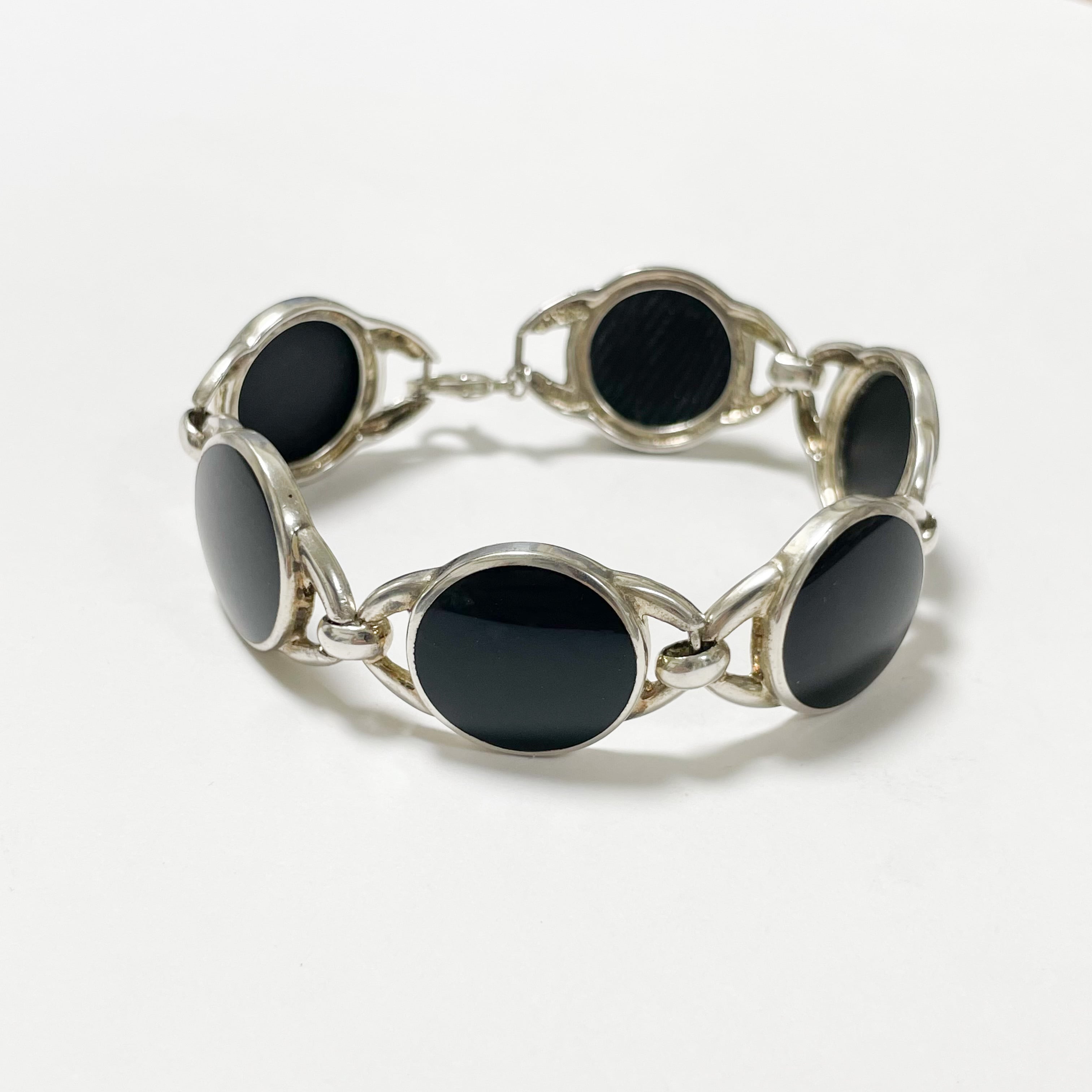 メンズ メキシコ製 ヴィンテージ オニキス Onyx ブレスレット シルバー925
