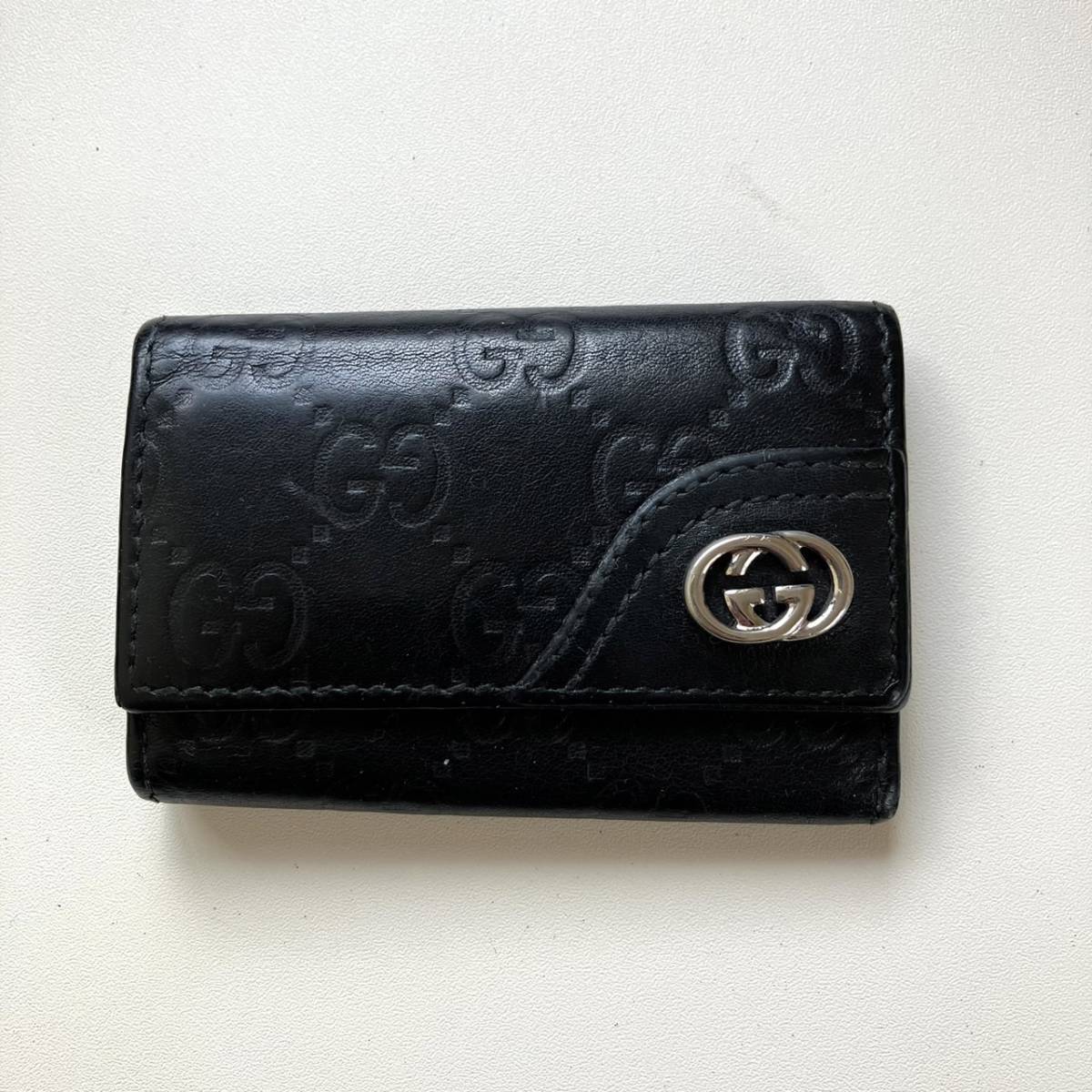 GUCCI ケース キーケース　黒 キーリング付 グッチ　シマ グッチ GUCCI キーケース シマ | 万福財布