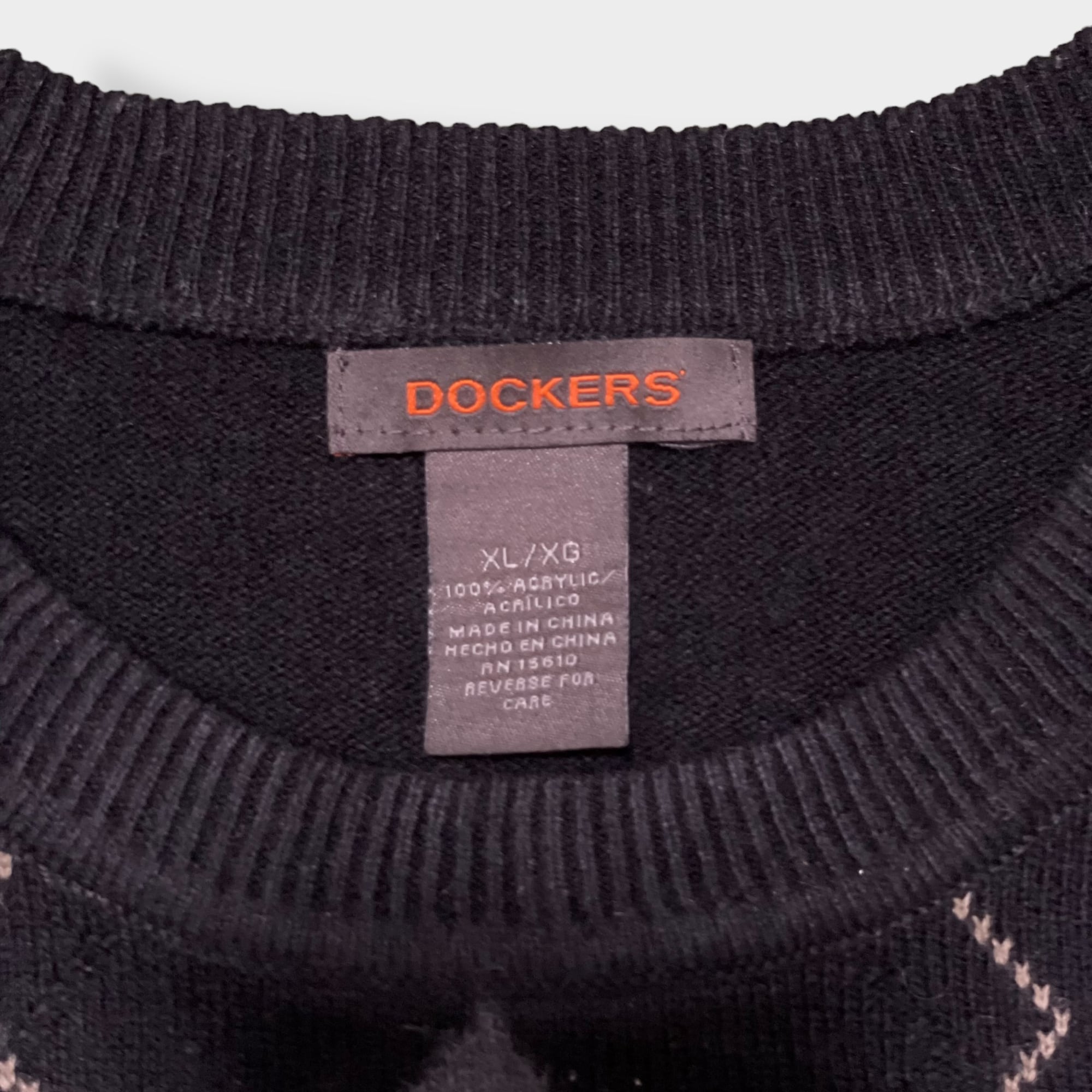 00s 古着 DOCKERS ボーダー アクリルニット クルーネック 【あすつく