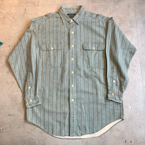 80's 90's POLO COUNTRY ポロカントリー プリントストライプコットンワークシャツ 猫目ボタン グリーン RRL 美品 MEDIUM 希少 ヴィンテージ BA-1302 RM1671H