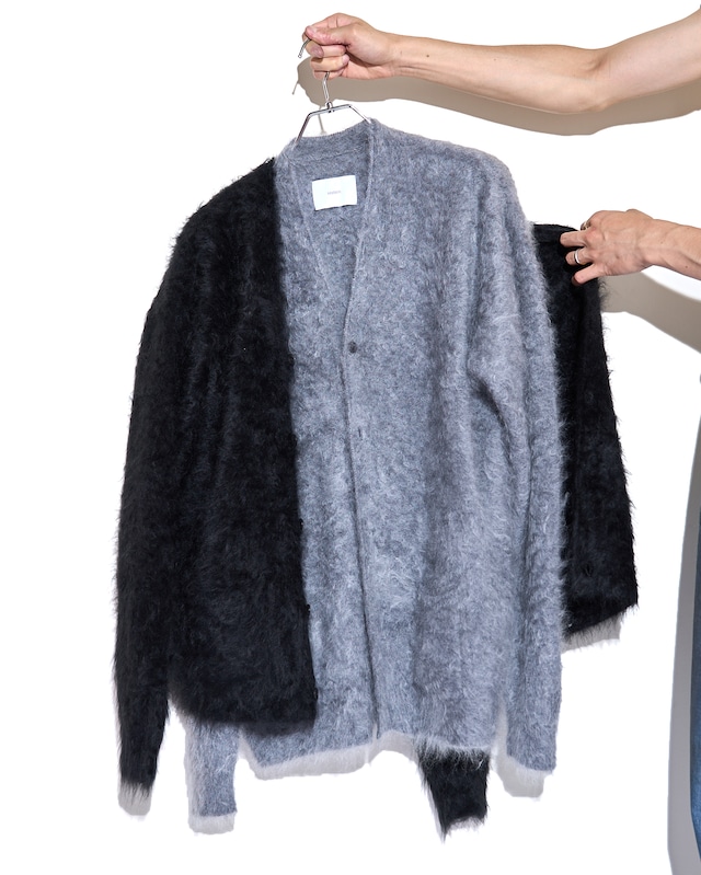 ssstein "CASHMERE SHAGGY KNIT V NECK CARDIGAN〔GREY〕"