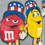 00s M&Ms キャラクターTシャツ Red&yellow グレー GILDANボディ