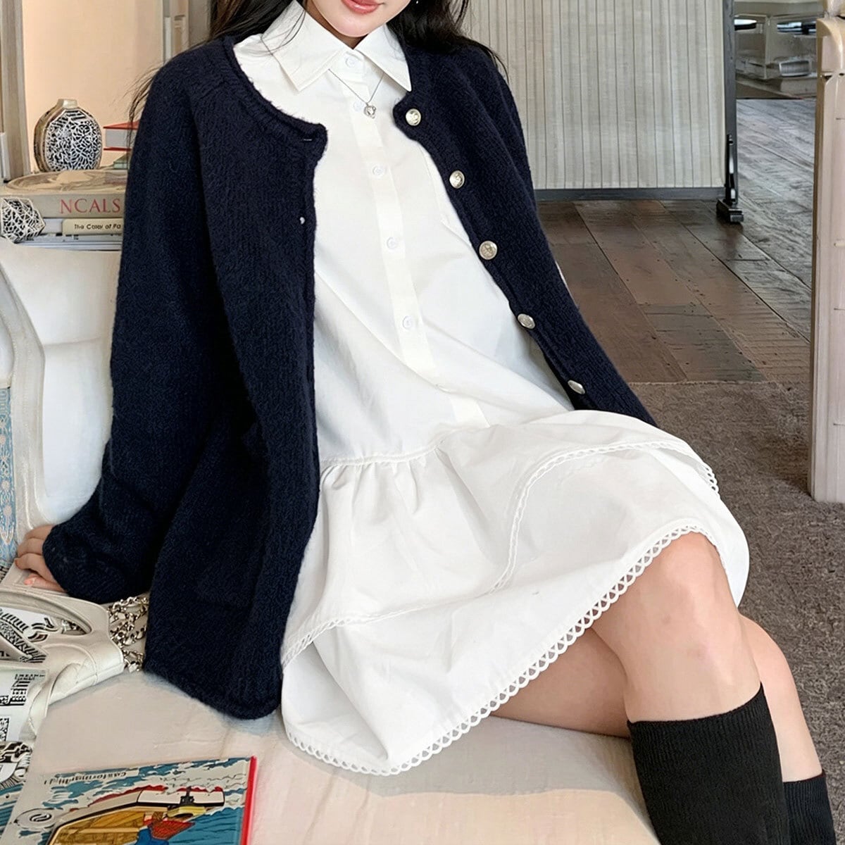 ティアード ミニワンピース 長袖 レディース 春夏秋 韓国 ワンピース