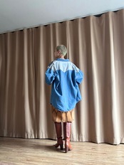 patchwork design pigskin skirt-4530-3