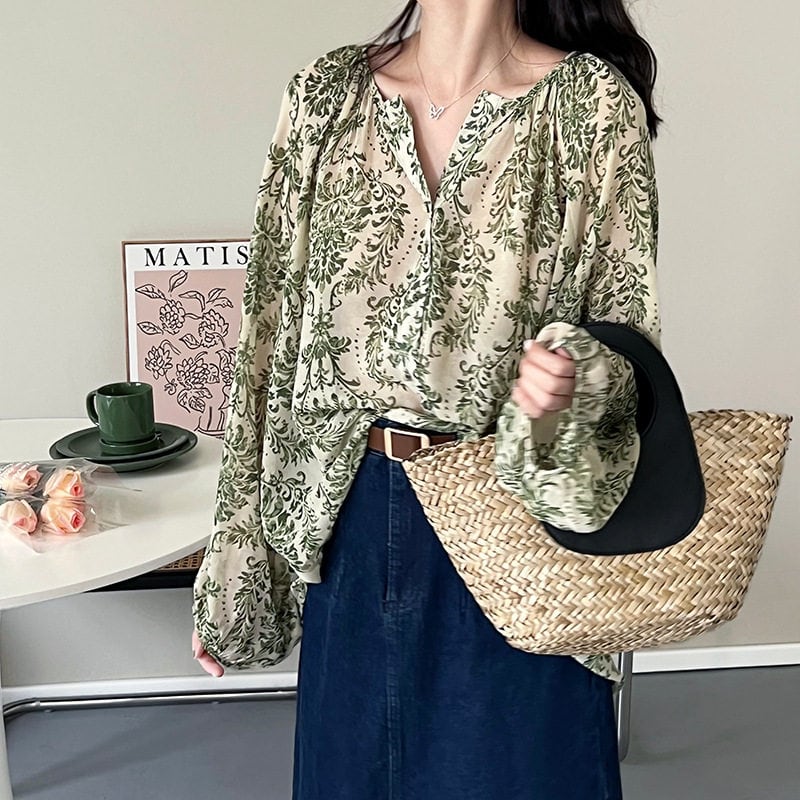 花柄シフォンシャツ S0027