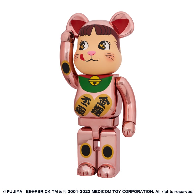 BE@RBRICK 招き猫ペコちゃん金運ダブル小判桃金メッキ100%\u0026400%