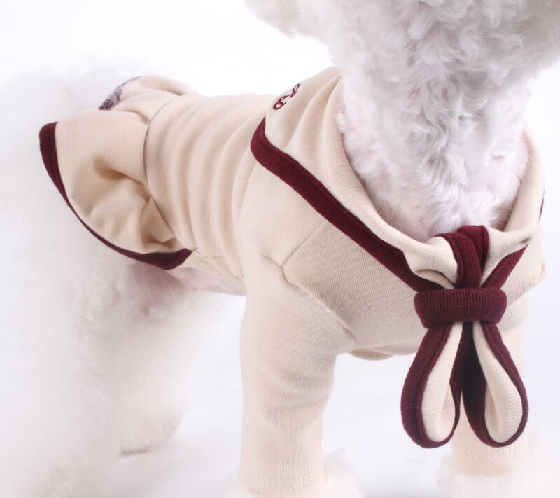 saera onepiece S ~ XL  /  犬の服 秋冬 新作  ストレッチ ドレス ドッグウェア 可愛い 犬服 長袖 ワンピース セーラー服 お揃い