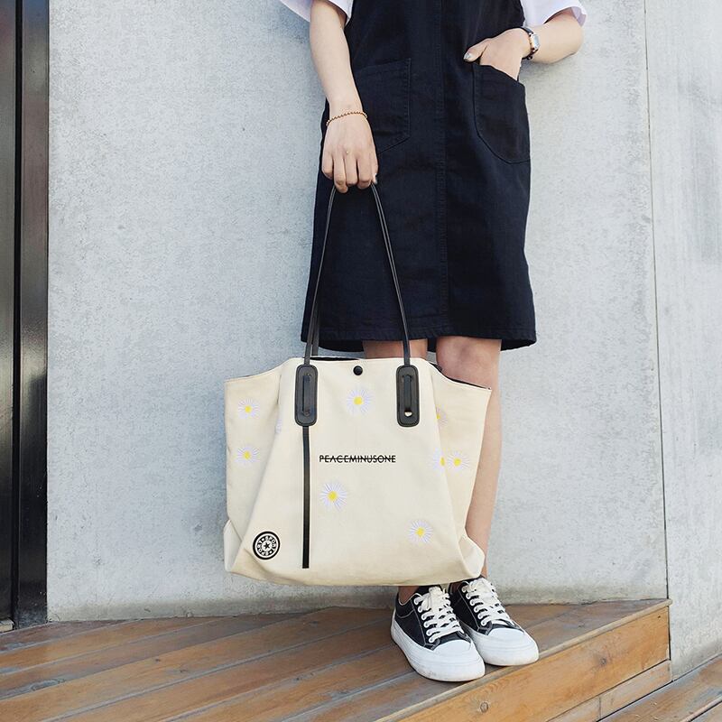 大容量バッグ女性バッグ2020夏の新しいトレンディなカジュアルワイルドキャンバスショルダーバッグネット赤ファッショントートバッグ Tiancai_Wing_Bag3844373