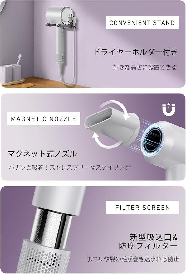 ドライヤー 大風量 【業界トップモデル・40m/s高風速】 ヘアドライヤー