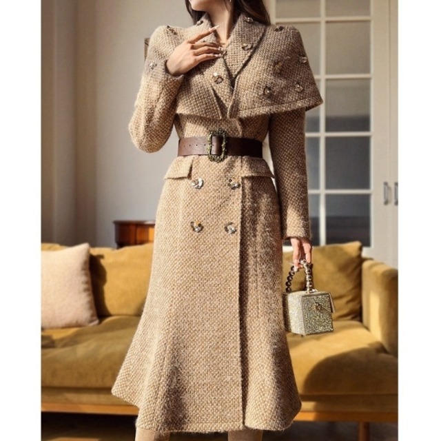 ビジューケープ  ツイード コート ワンピース 239010