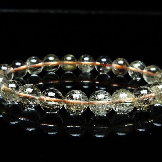 ルチルクォーツ ブレスレット 9mm タイチンルチルクォーツ タイチンルチル 一点物 メール便可 [M便 1/10] 111-48964