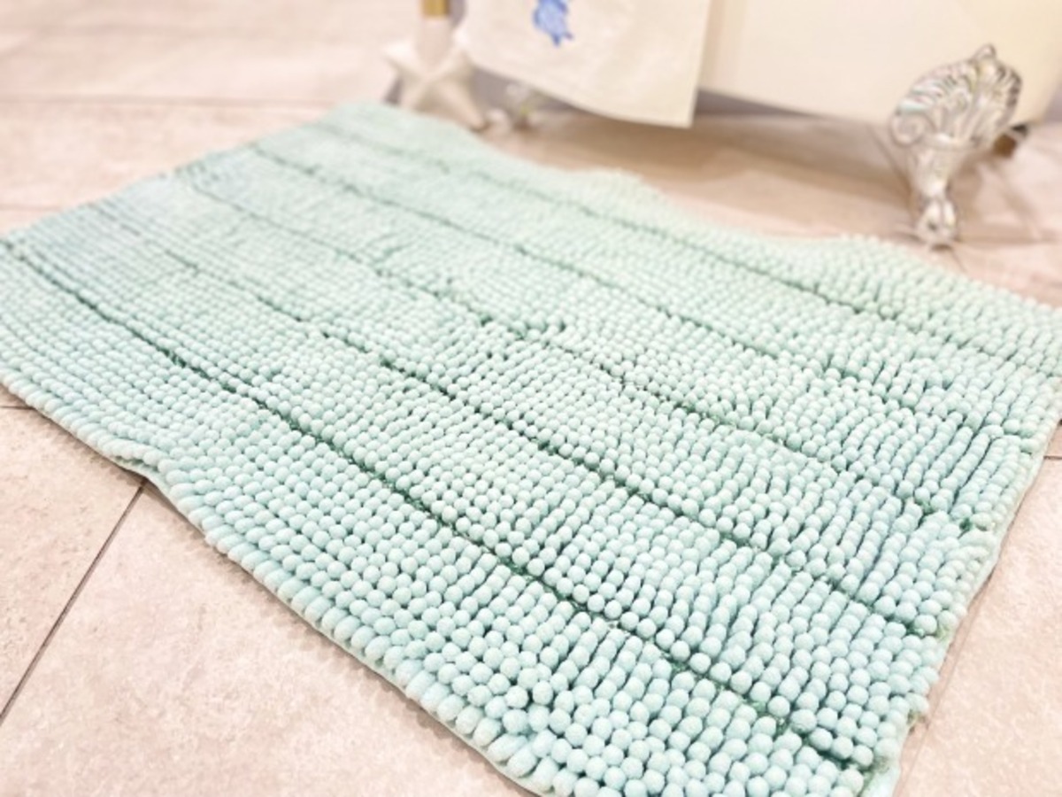 【ECLECTIC LIVING】 マット MEDIUM ブルー 水色 アイスブルー ボーダー キッチン バス ふかふか ハワイアン雑貨