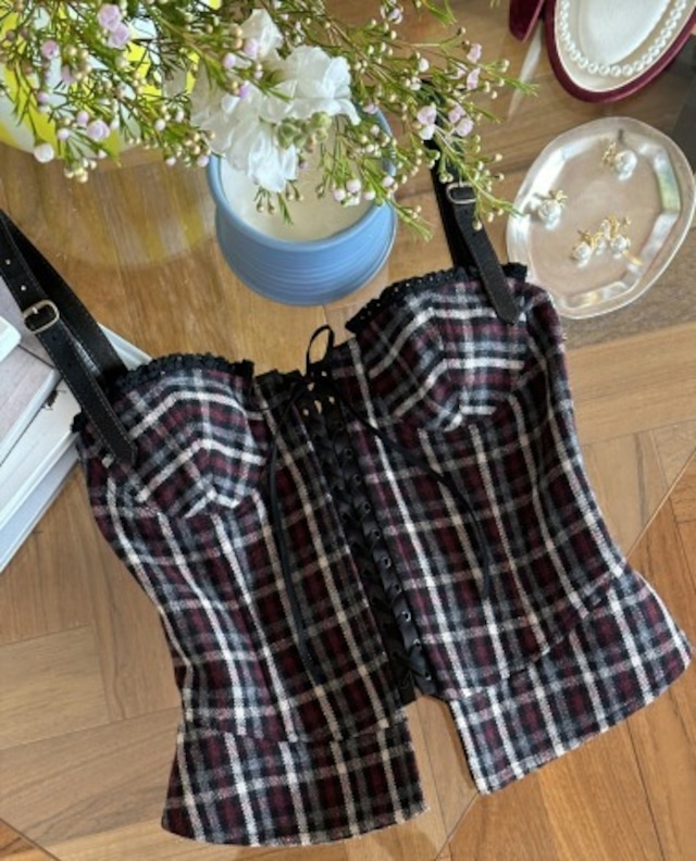 [seooocookie] Ritz Checkered Corset Top 리츠 체크 코르셋 탑 正規品 韓国ブランド 韓国ファッション 韓国代行 韓国通販