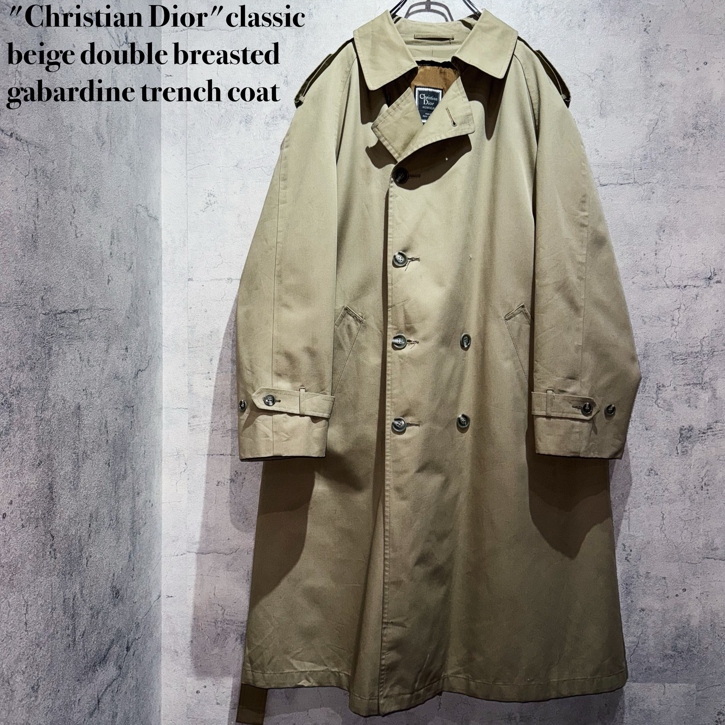 "Christian Dior"classic beige double breasted gabardine trench coat