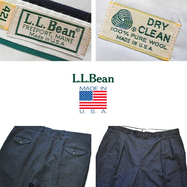 90s L.L.BEAN 2タック ウール スラックス パンツ USA製