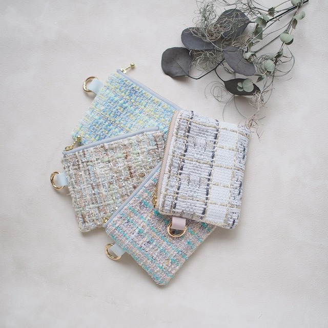 Tweed マイクロ mini ポーチ  Mint