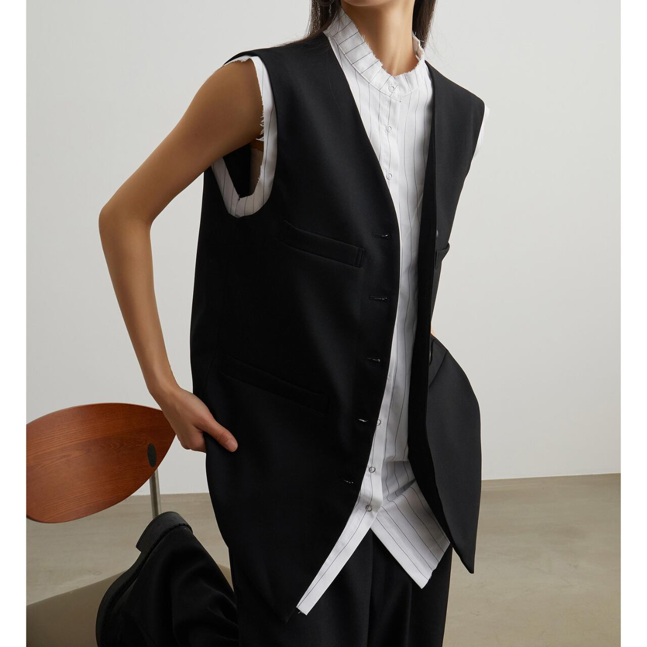 フェイクツーピースベスト a0470