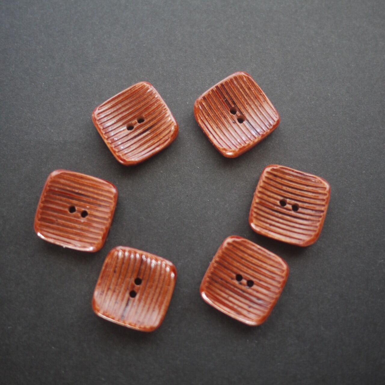 レトロ ほっこり色ボタン6Pセット 茶 2.5 ドイツ