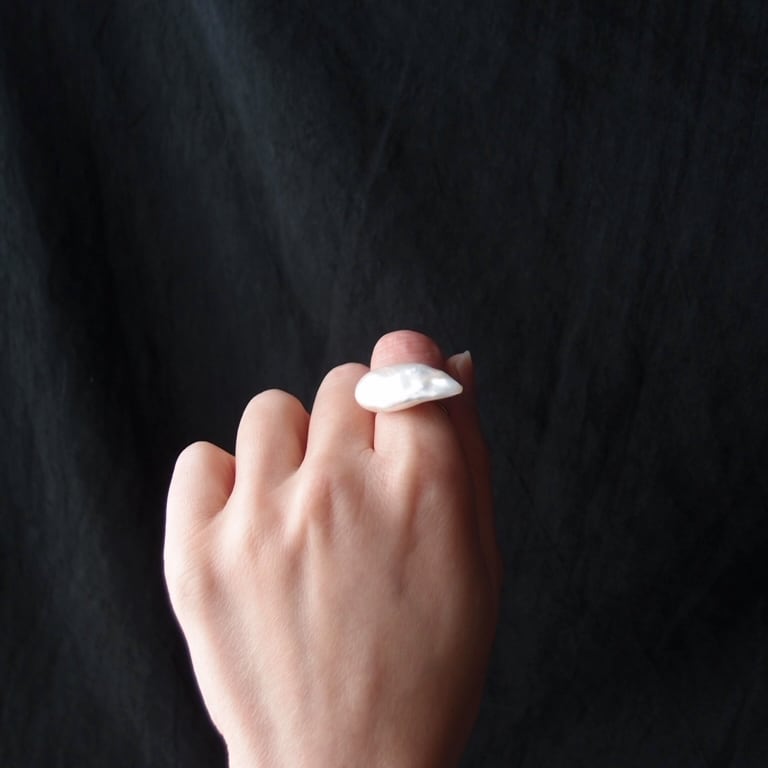 Baroque Pearl Ring【K14gf】大粒 バロックパール 指輪(11号/flat)