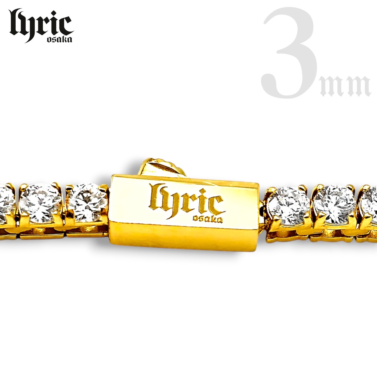 【最高級】stainless316L 3mm 45cm luxury tennis necklace gold