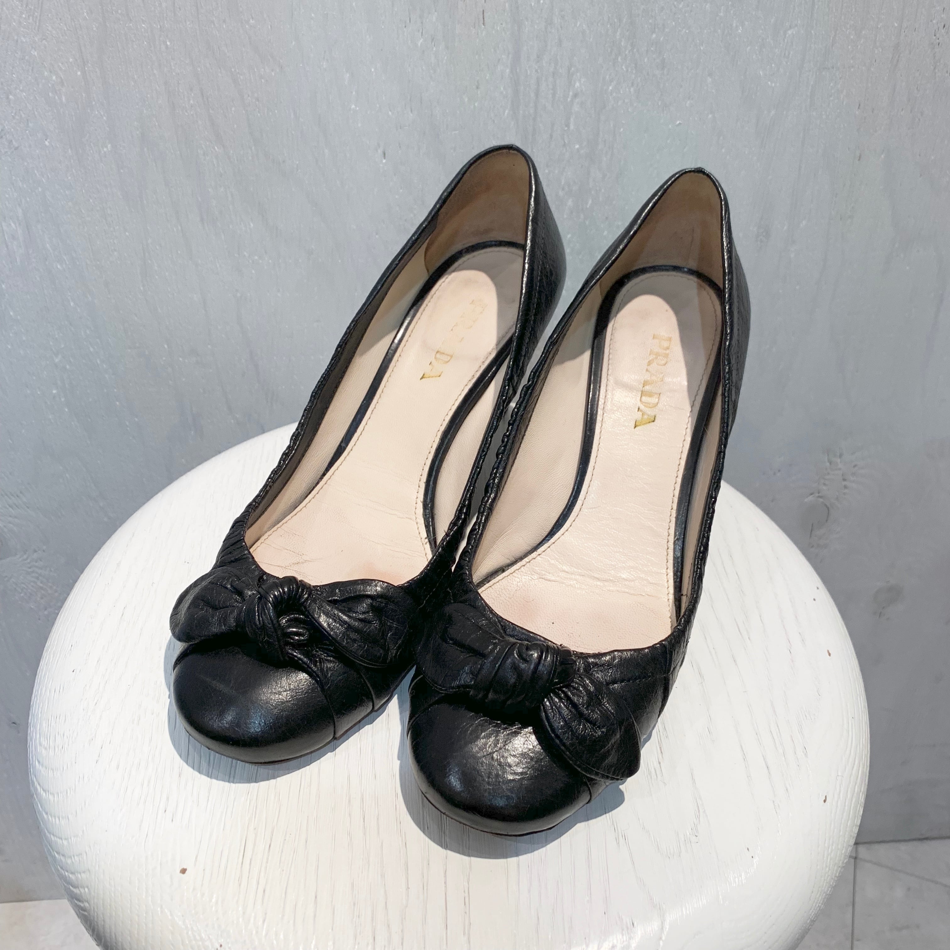 PRADA/pumps/black/プラダ/パンプス/イタリア製/リボン/ブラック