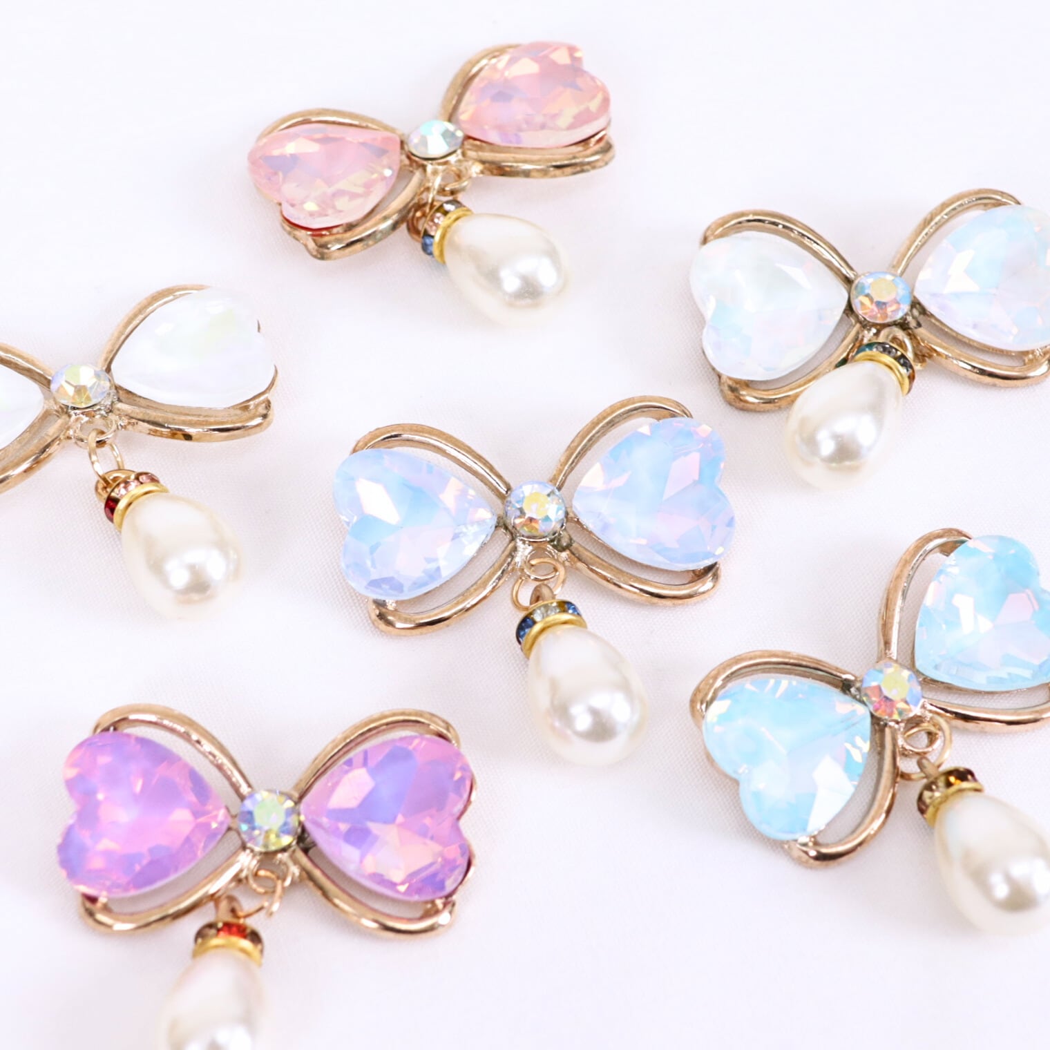 リボン パール ドロップ パーツ ゴールド 金属 ビジュー