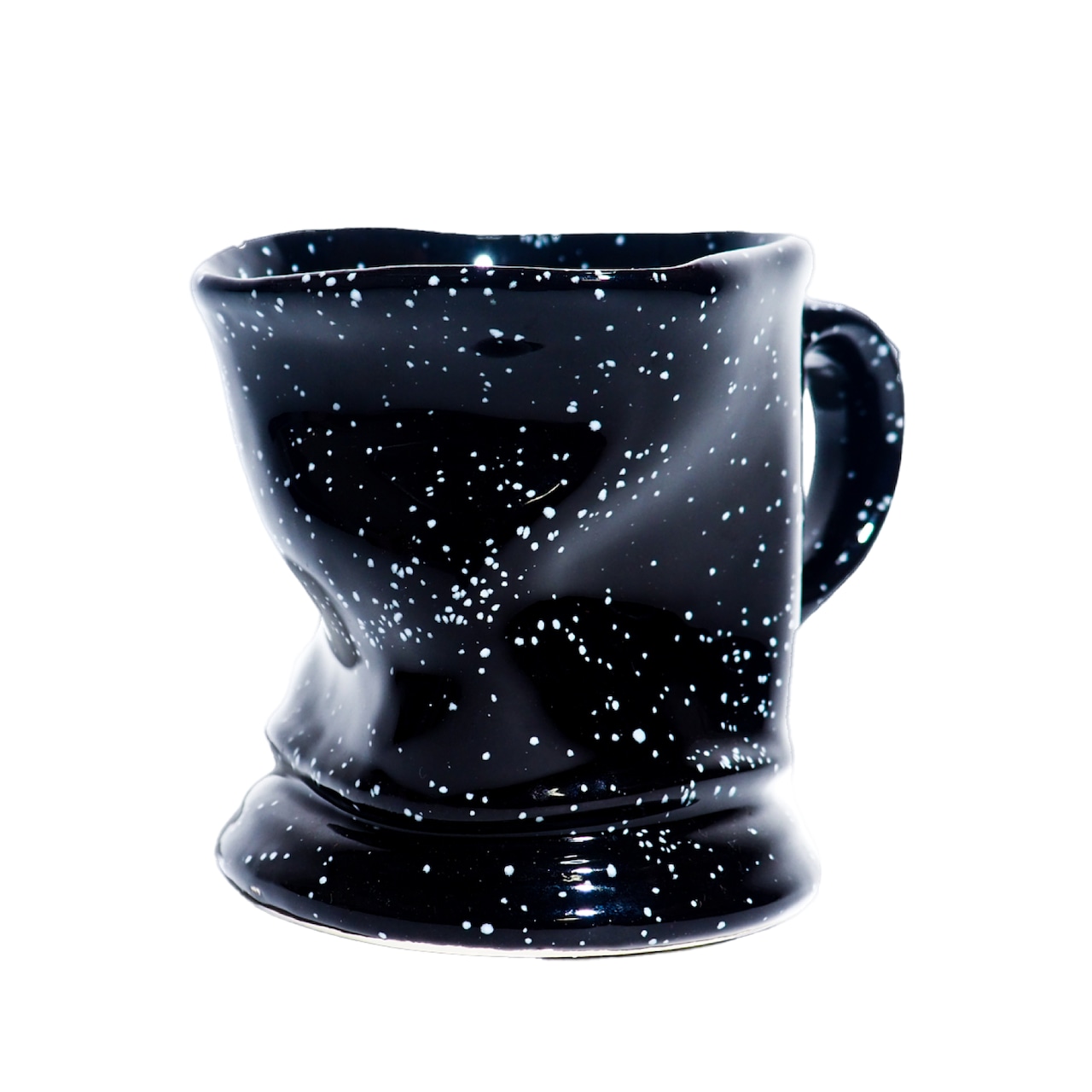 Ceramic splatter irregularly shaped mug