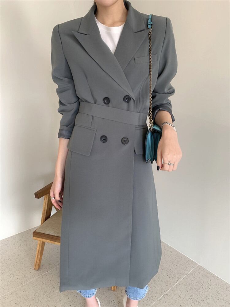 元気少女の衣装 韓国ファッション 中・長セクション コート ギャザリング 怠惰な風 ゆったりする