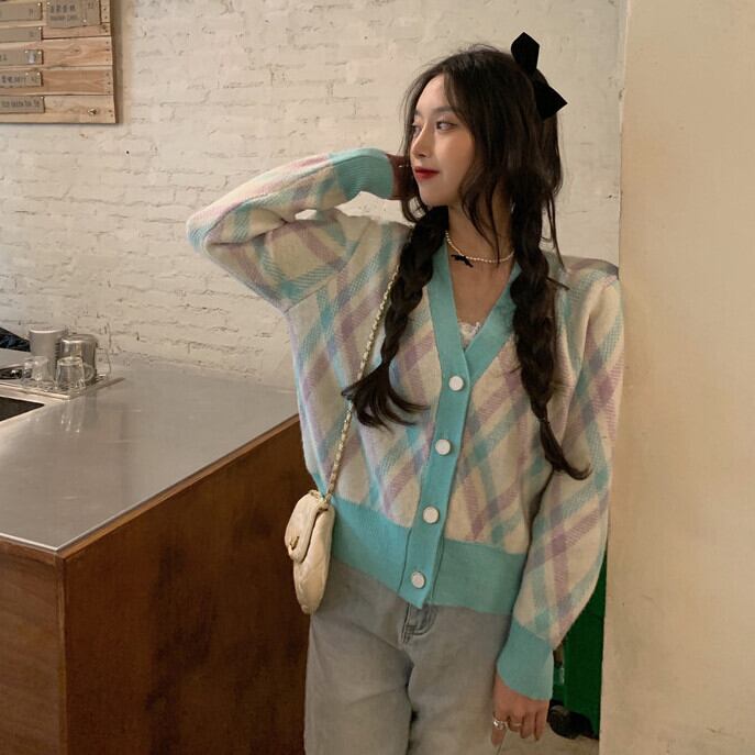 スプリングルーズ薄手セーター コート Vネックショートカーディガントップス ロング 春物 1号婦人83833283315