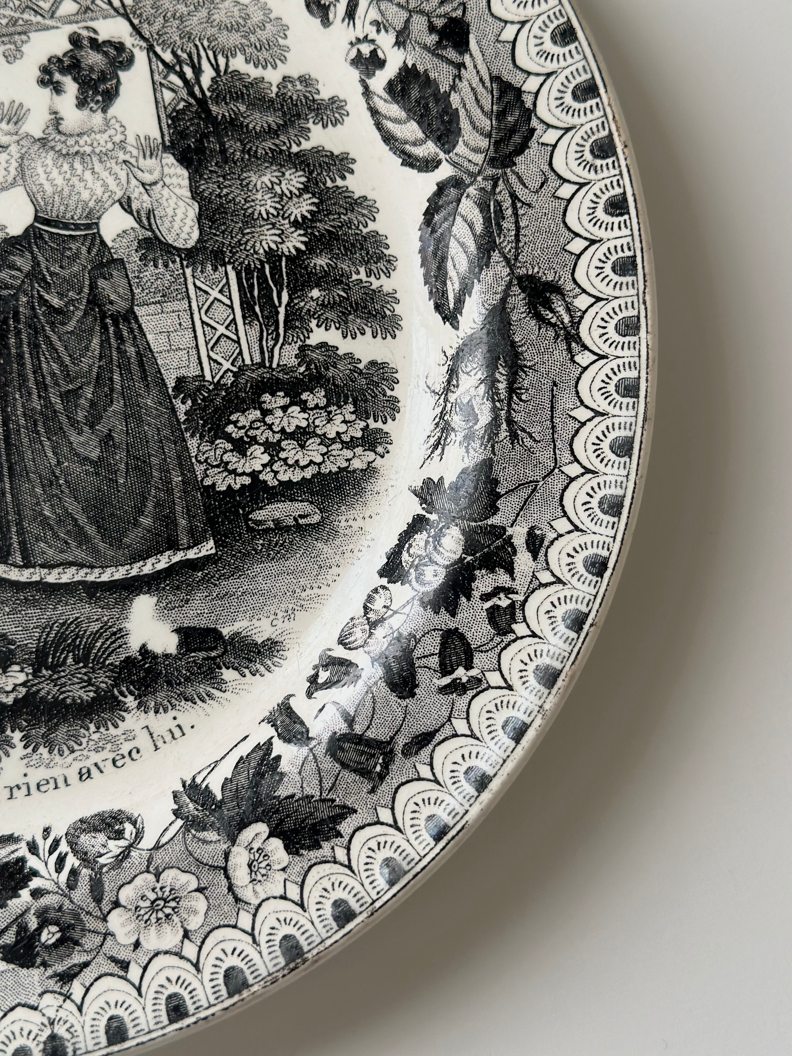 Choisy le roi ショワジールロワ / 男女のグリザイユプレート 1824